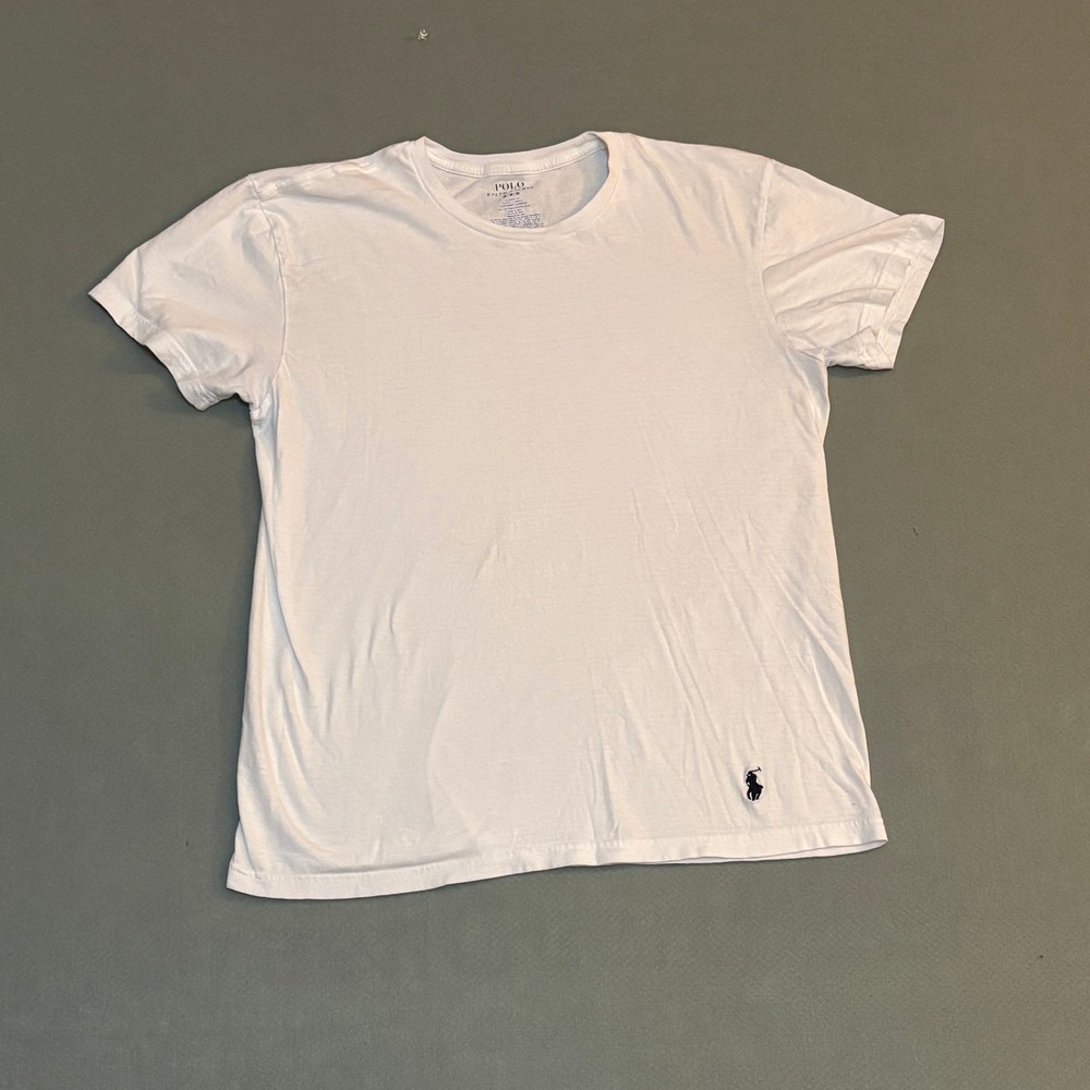 Polo Ralph Lauren Mens Classic Fit Crewneck T-Shirt White Cotton Logo Size M